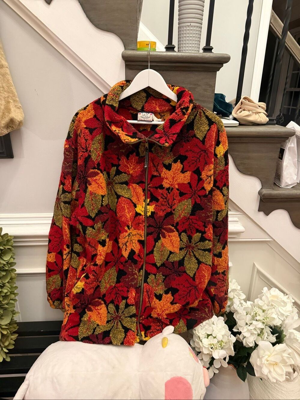 Northern Lifestyle Fall Leaves Fleece Jacket sz 1X EUC